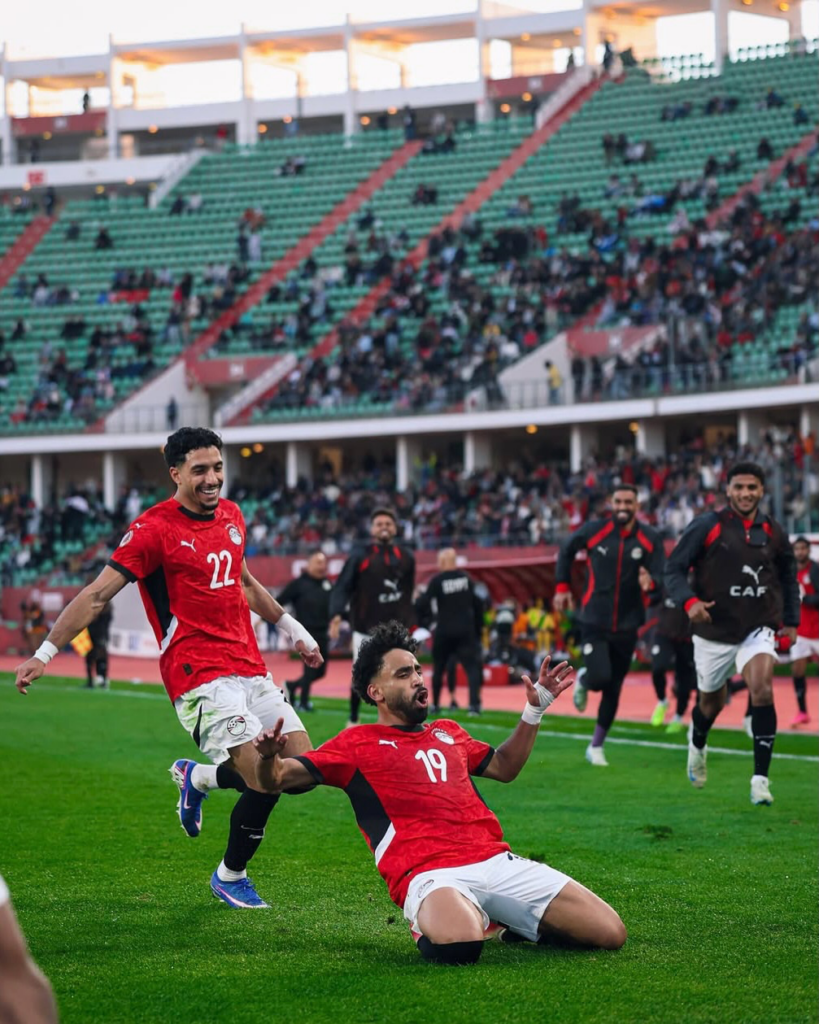 Omar Marmoush excited after Marwan scored a goal in an international match. 